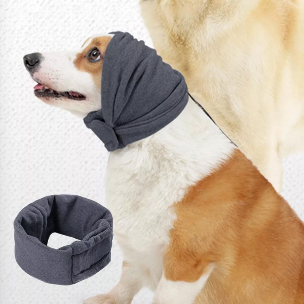 Dog Calming Ear Wraps Ear Protection Cover Pet Dog Head Muff Dark Gray - M