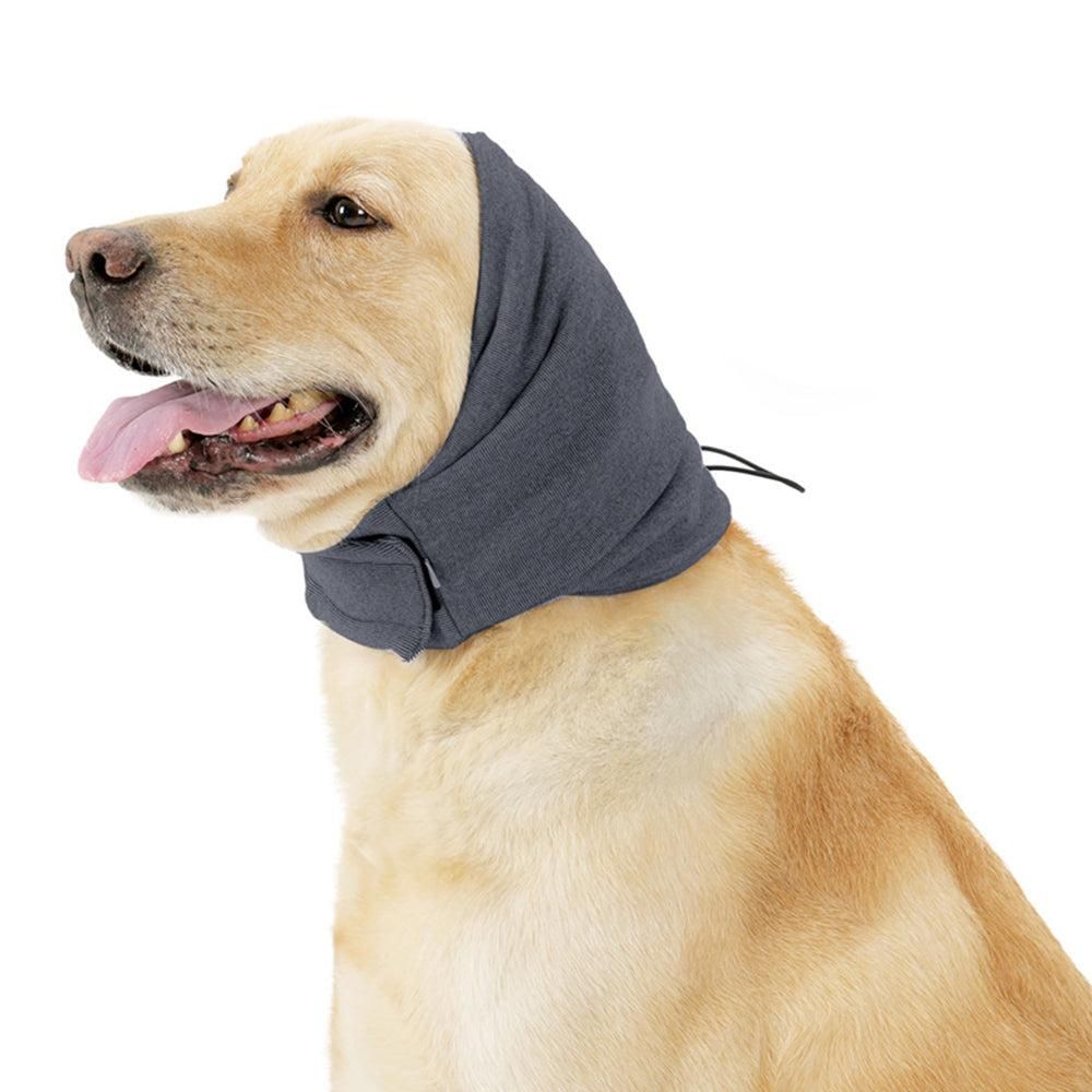 Dog Calming Ear Wraps Ear Protection Cover Pet Dog Head Muff Dark Gray - M