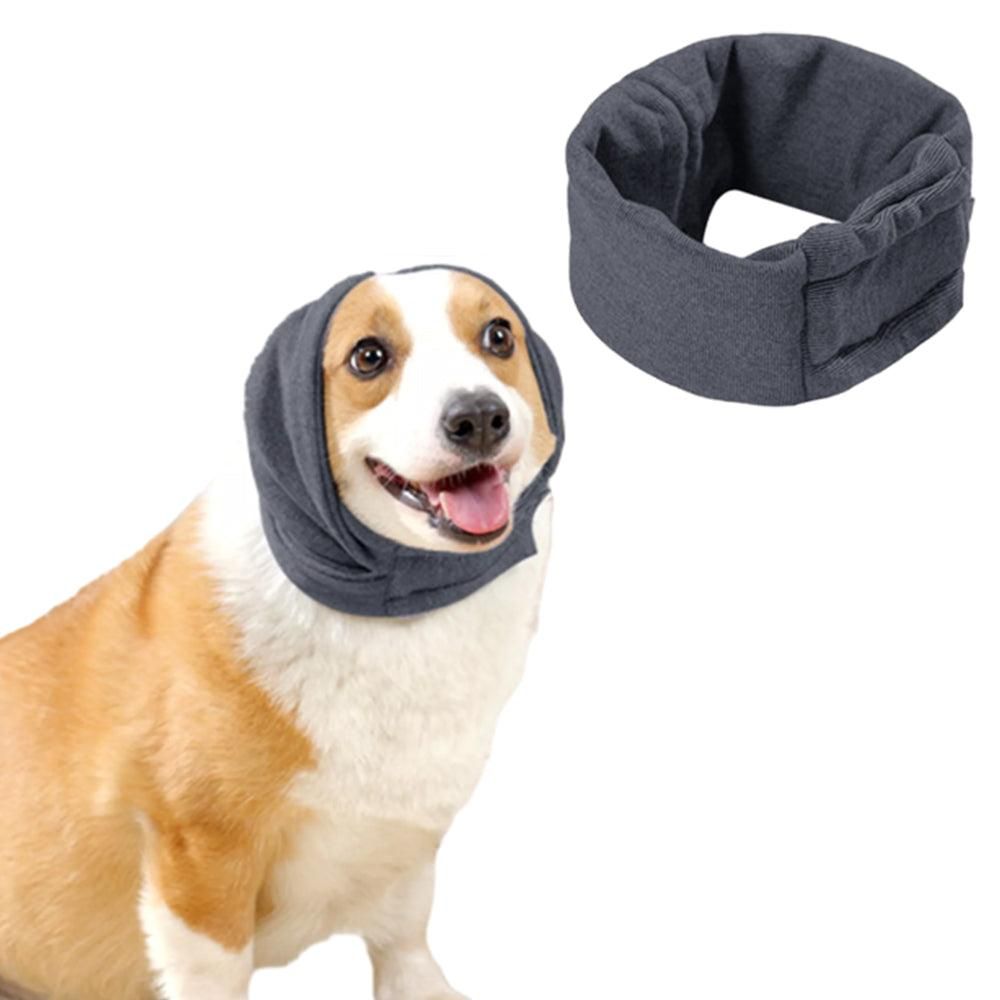 Dog Calming Ear Wraps Ear Protection Cover Pet Dog Head Muff Dark Gray - L