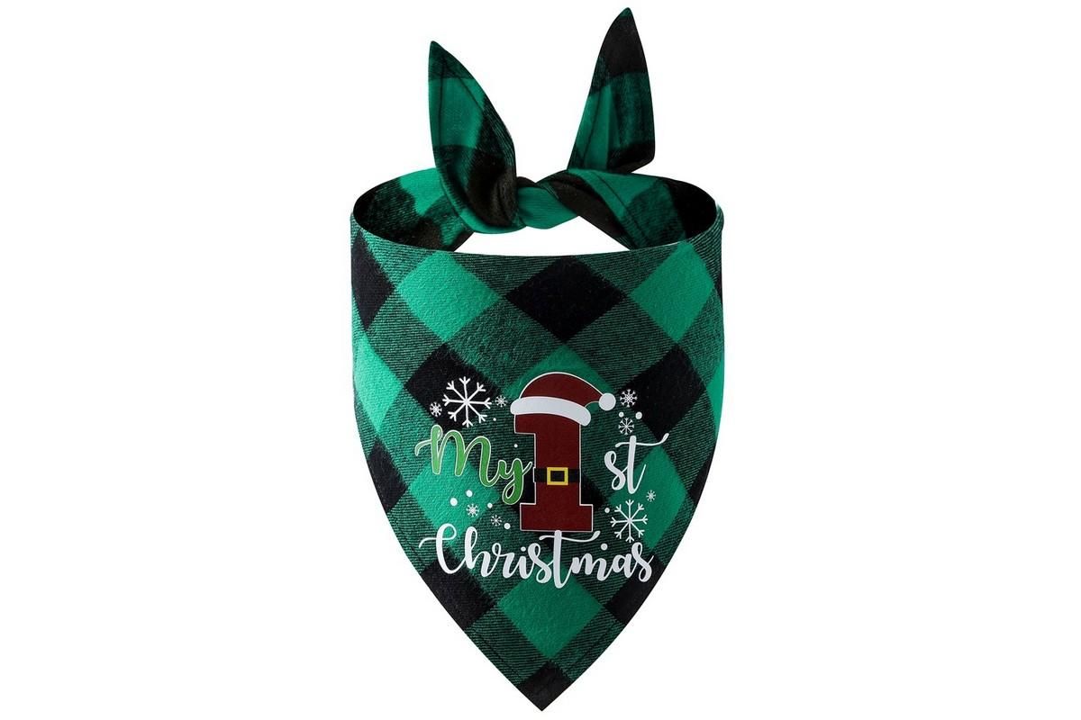 Christmas Pet Triangle Scarf Dog Bandana Pet Wearable Accessories Red Grid - Elk