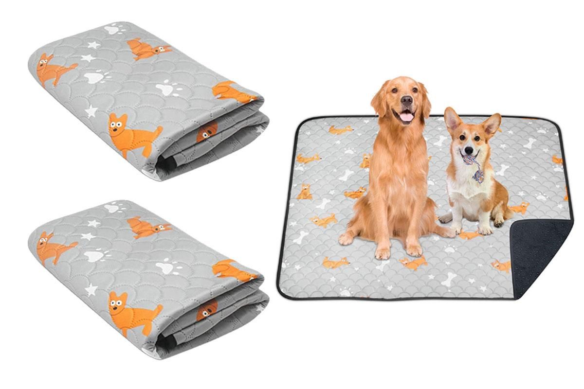 2Pcs Washable Pet Dog Training Pee Pad Reusable Absorbent Cushion Pet Pee Mat-Light Gray XL