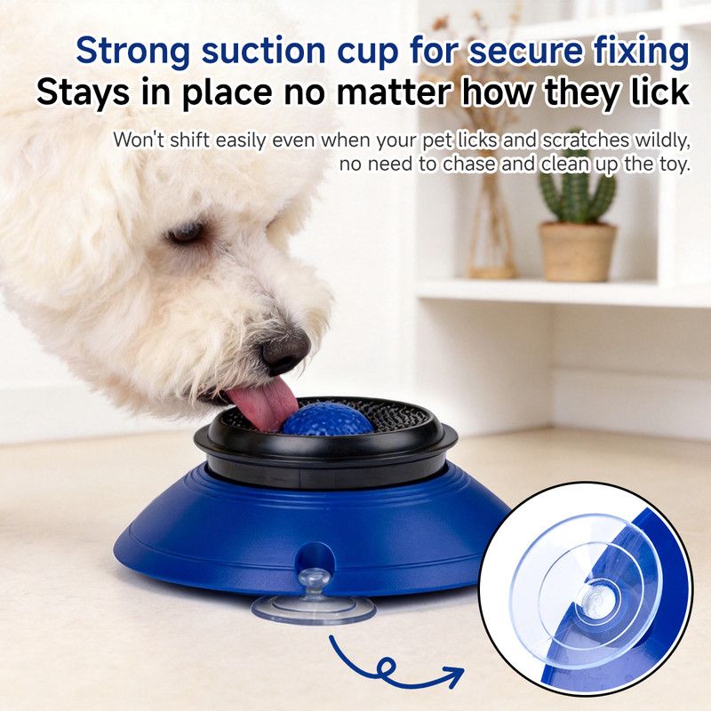 Slow Feeder Lick Bowl, Universal for Cats and Dogs, a Fun and Stimulating Feeding Tool - Blue
