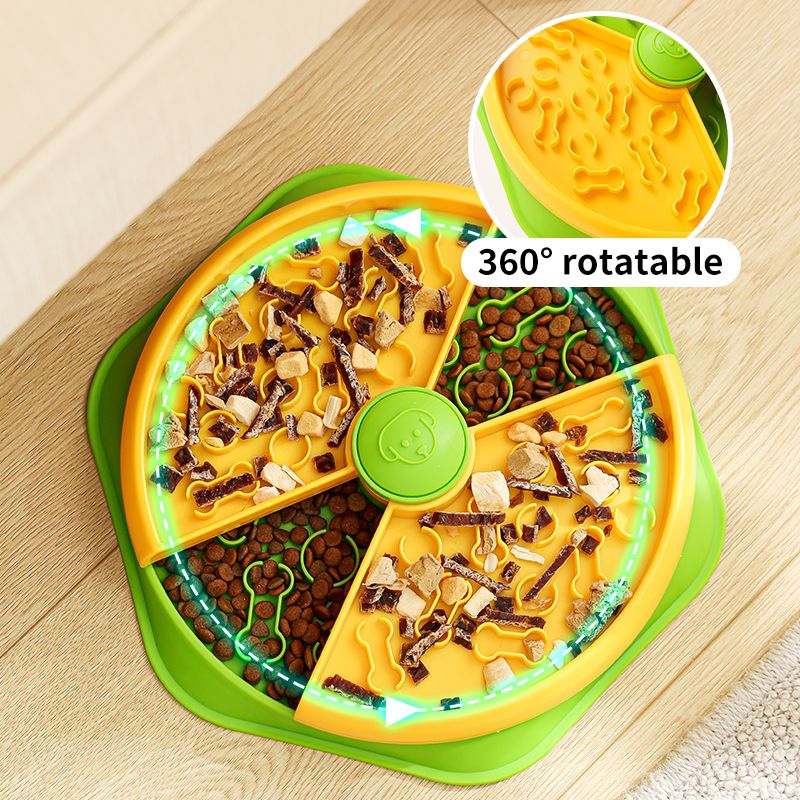 Large 360° Rotating Double-Layer Slow Feeder Bowl, 27 cm, Puzzle Feeder for Cats and Dogs