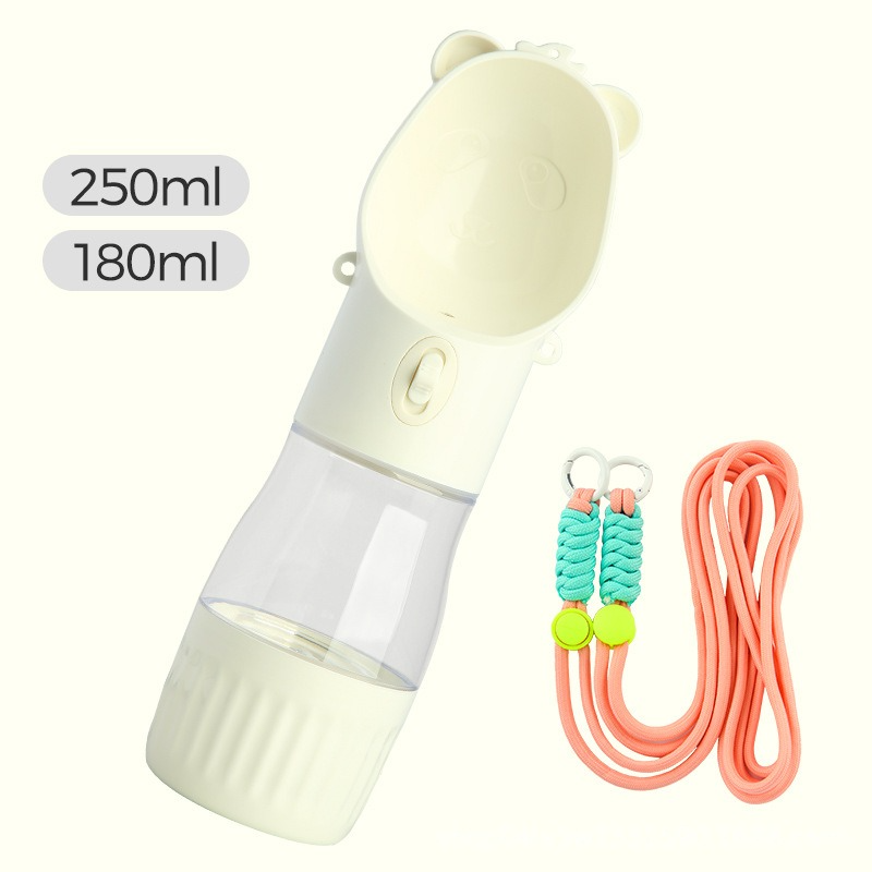 All-in-One Water and Food Pet Travel Cup, Portable Water Dispenser for Dogs and Cats – White