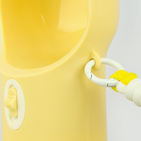 All-in-One Water and Food Pet Travel Cup, Portable Water Dispenser for Dogs and Cats – Yellow