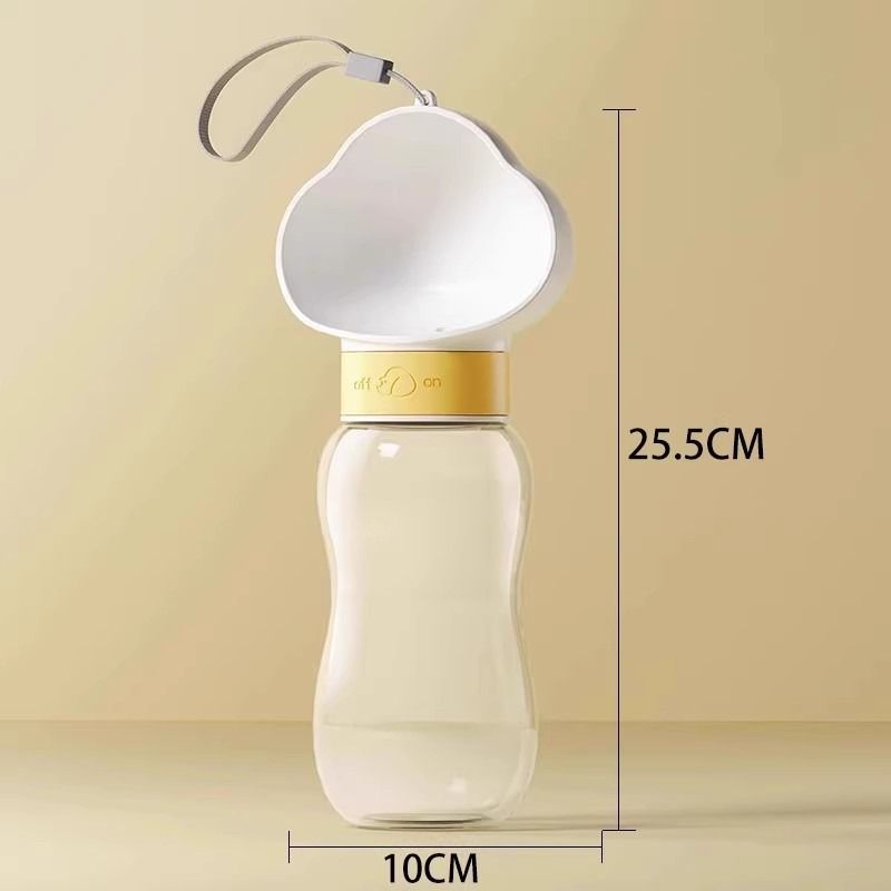 600ml Portable Pet Outdoor Water Cup, Leak-Proof Travel Water Dispenser - White