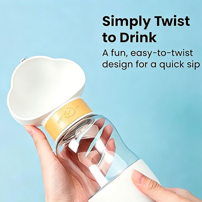 600ml Portable Pet Outdoor Water Cup, Leak-Proof Travel Water Dispenser - White