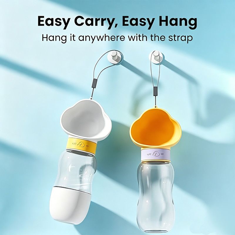 600ml Portable Pet Outdoor Water Cup, Leak-Proof Travel Water Dispenser - Purple