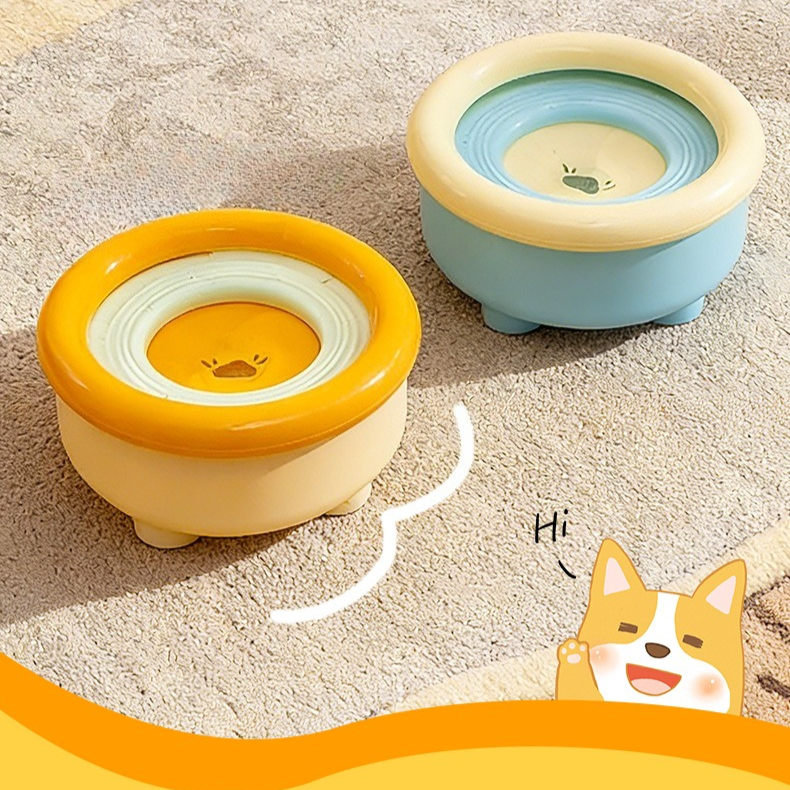 Anti-Splash Floating Pet Water Bowl, 1500ml Large Capacity, Tip-Proof and Chin-Dry Design - Yellow