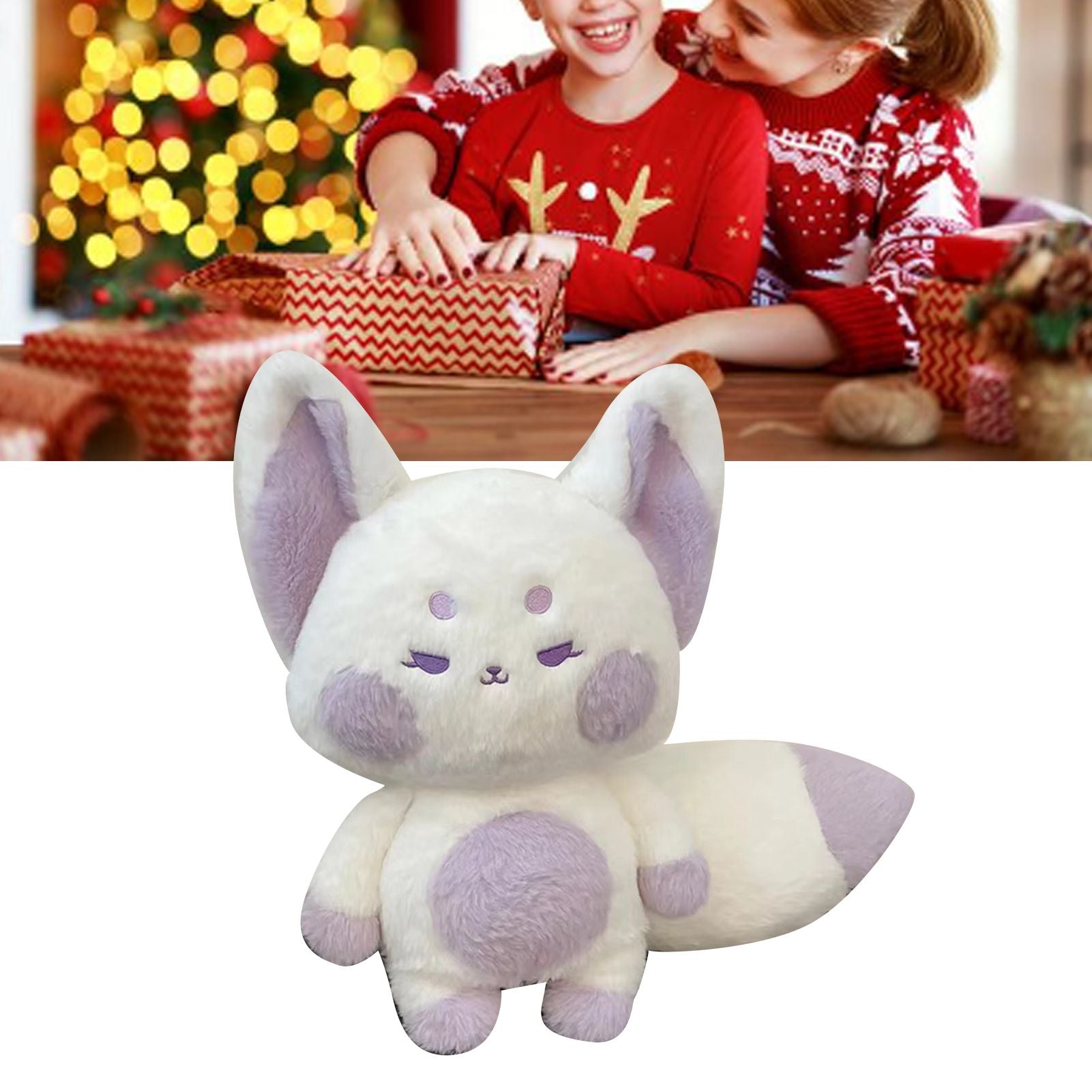 Fox Doll Cute Style Soft Plush Material Stuffed Cartoon Animal Toy for Kids Birthday Present Purple White Full Length 60cm