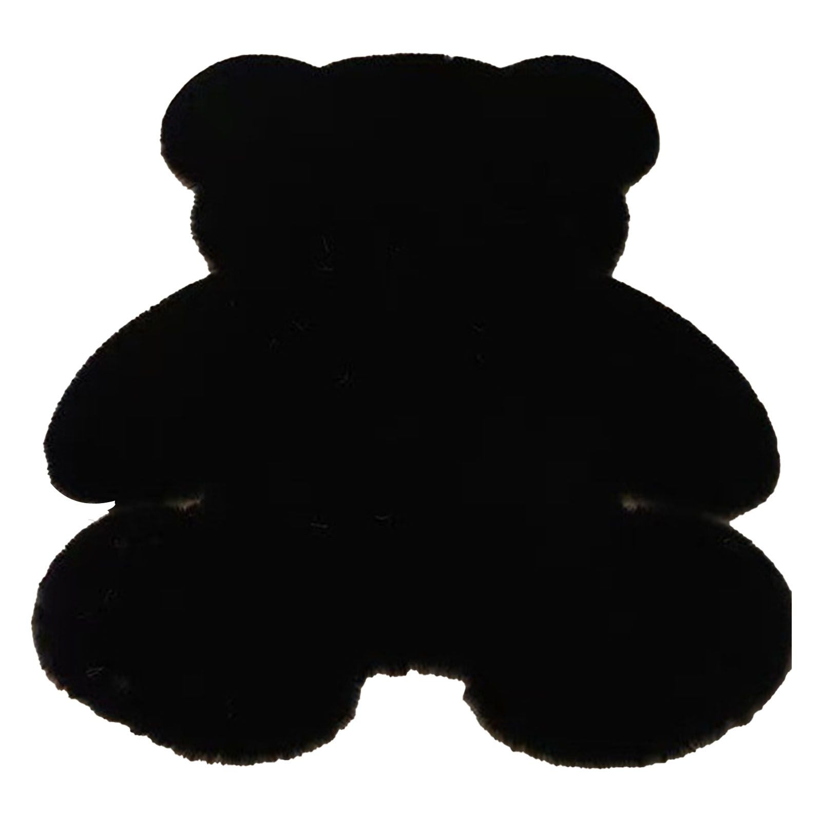 Cute Bedroom Rug Soft Bear Shaped Shaggy Floor Mat for Kids Teen Girls Room Floor Living Room Black 45x60