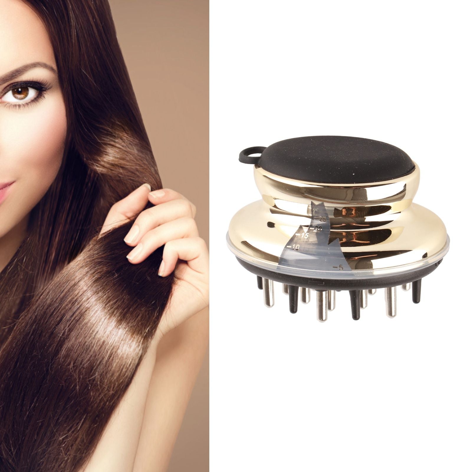 Scalp Applicator Comb Perspective Scale Window Design Ergonomic Essential Oil Resistant Scalp Massager BrushGold