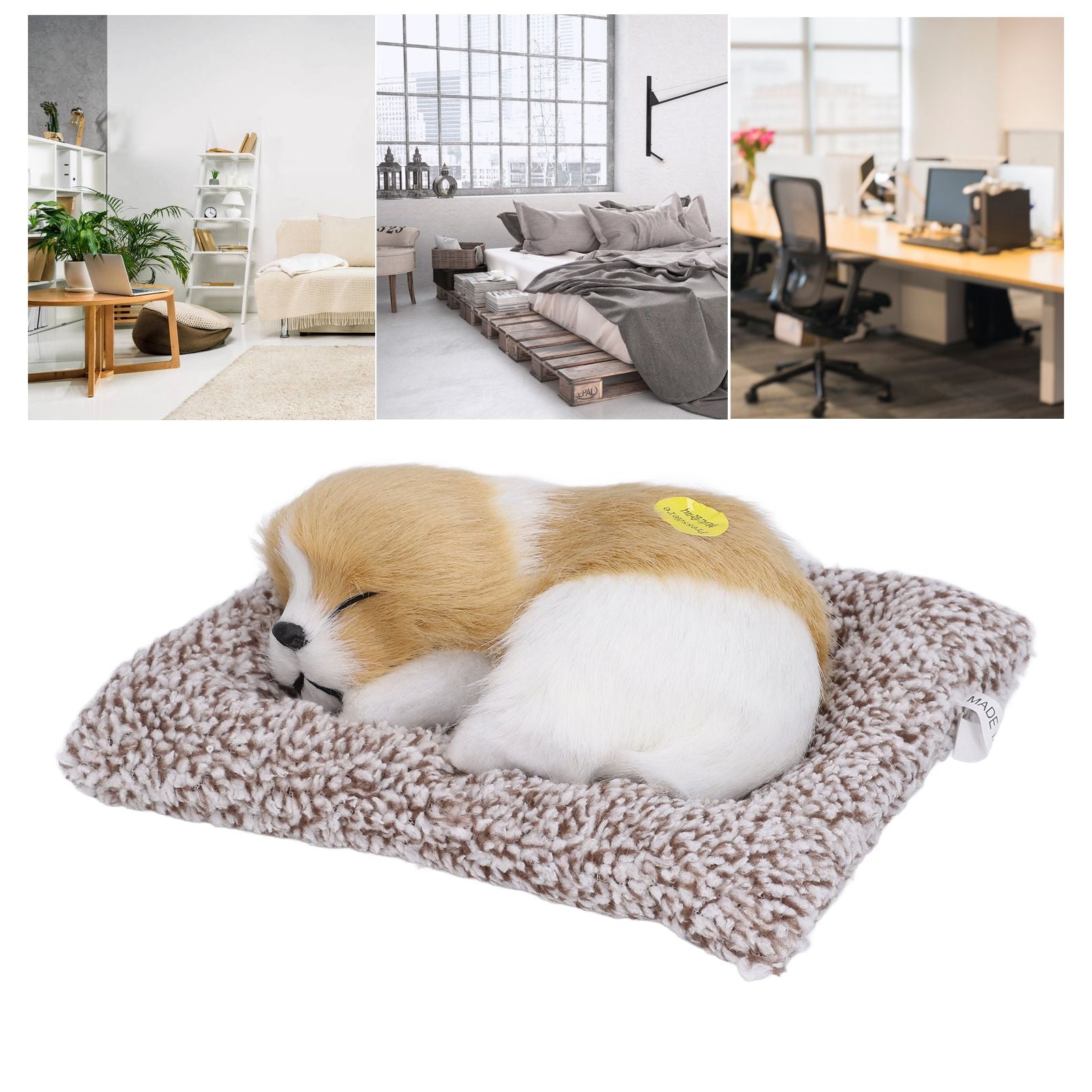 Realistic Sleeping Dog Adorable Sleeping Puppy Children Toys Decorations Gifts for Boys GirlsDirt White Block Nap Dog