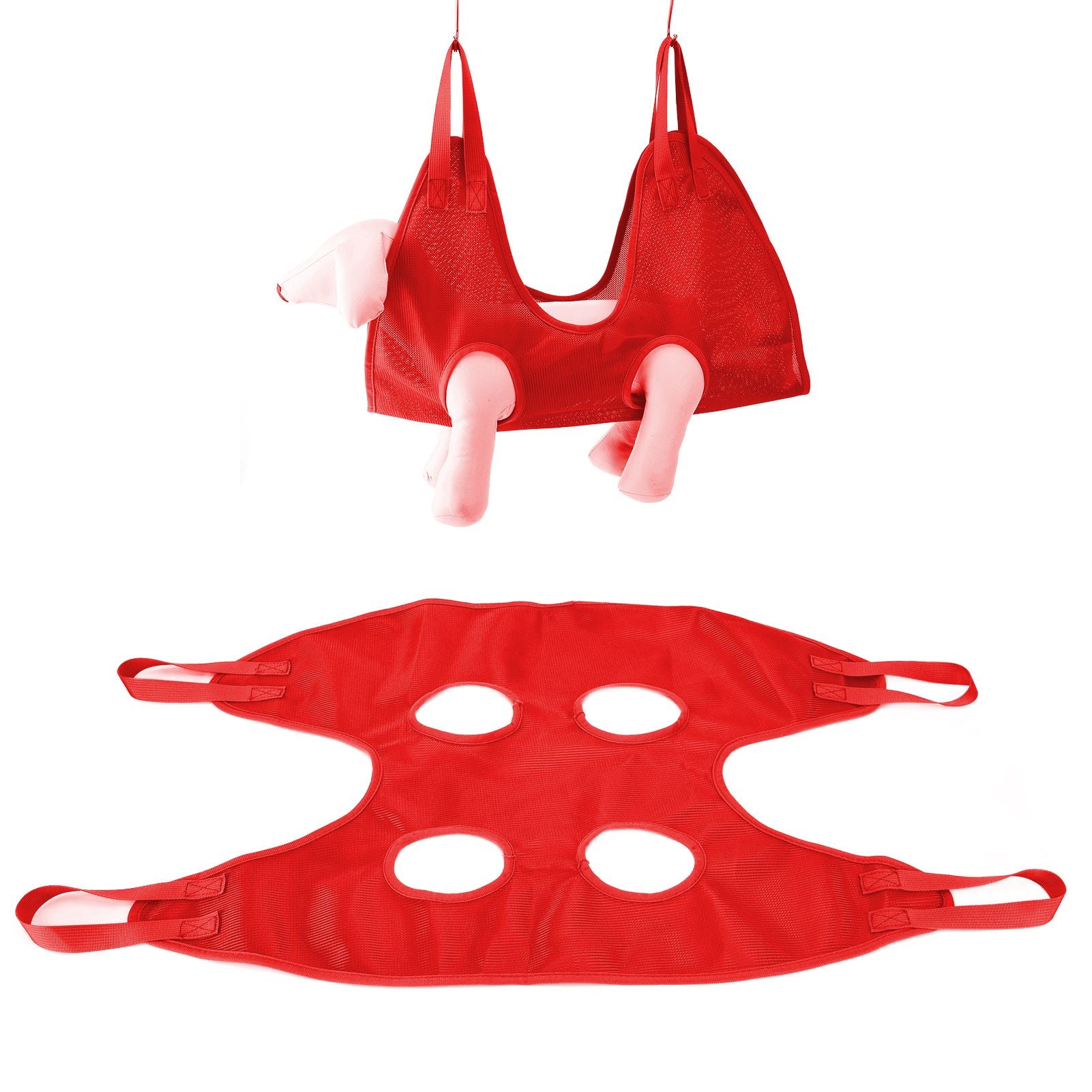 Dog Grooming Sling Multifunctional Pet Grooming Hammock Helper for Bathing Washing Grooming and Trimming NailRed M