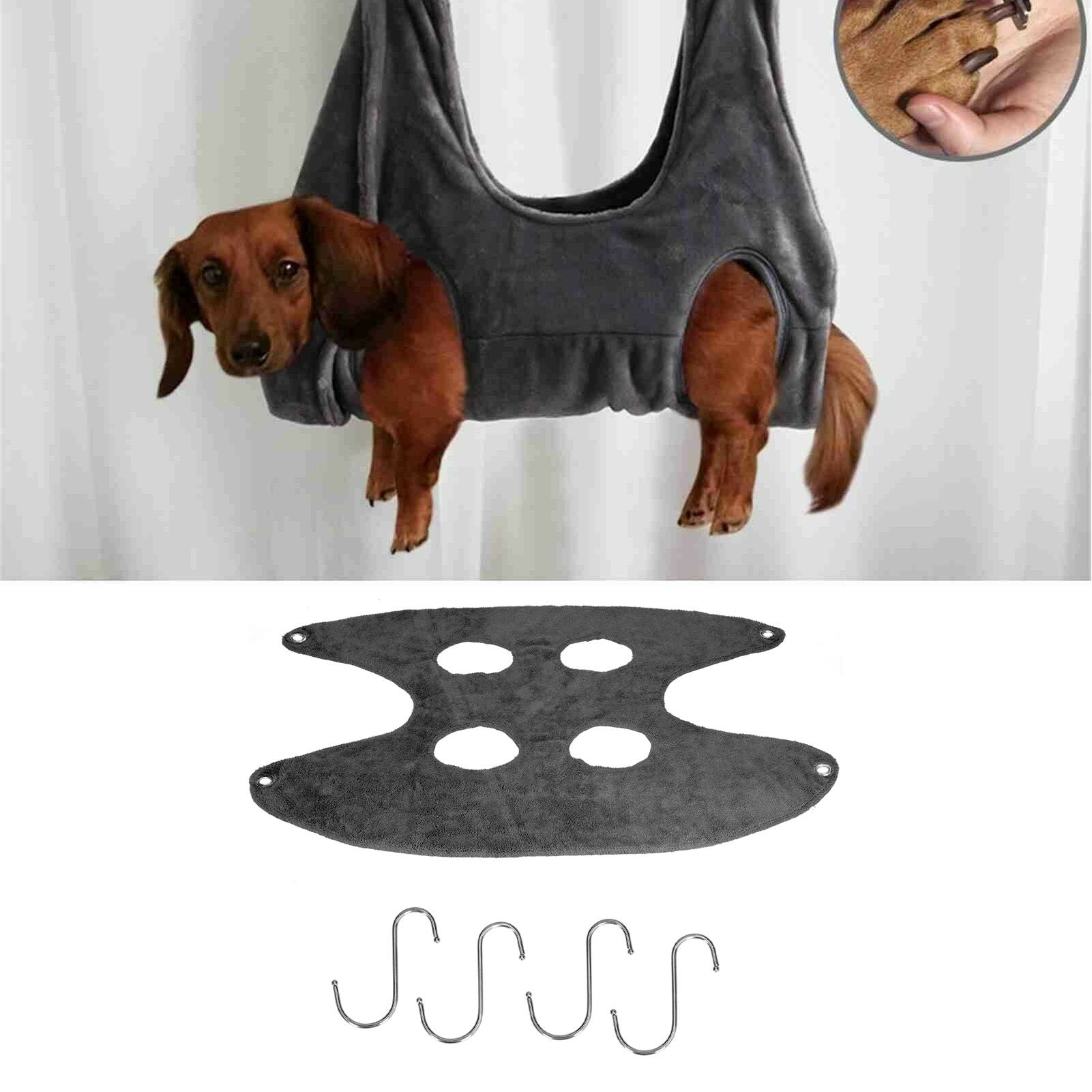 Pet Grooming Sling Dog Grooming Sling Hammock Helper for Bathing Washing Nail ClippingM Grey