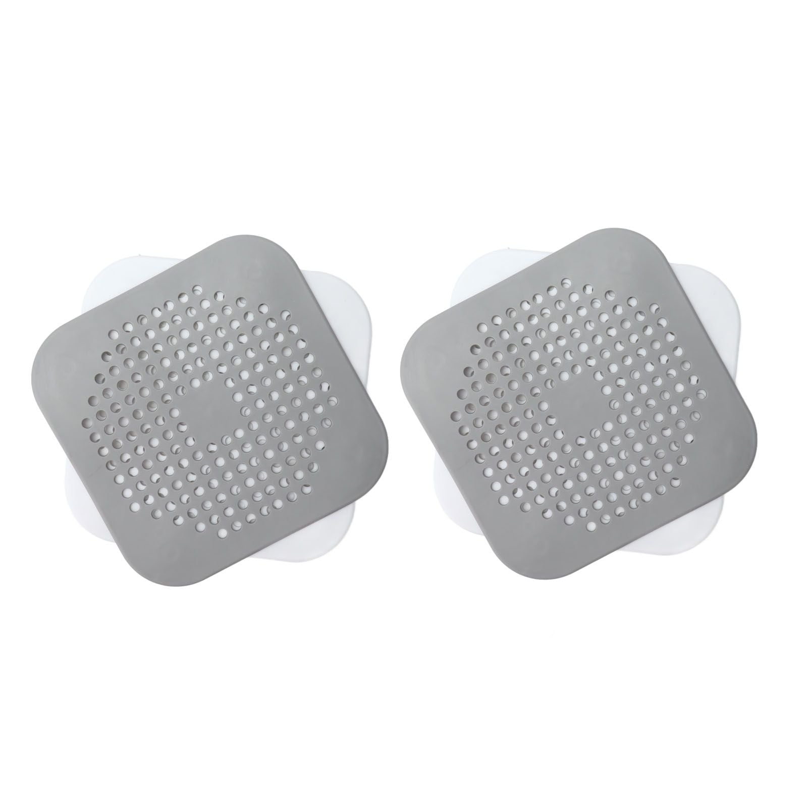 4 Pcs Drain Hair Catcher Square TPR Shower Hair Stopper with Suction Cup for Bathroom Bathtub Kitchen Grey and White