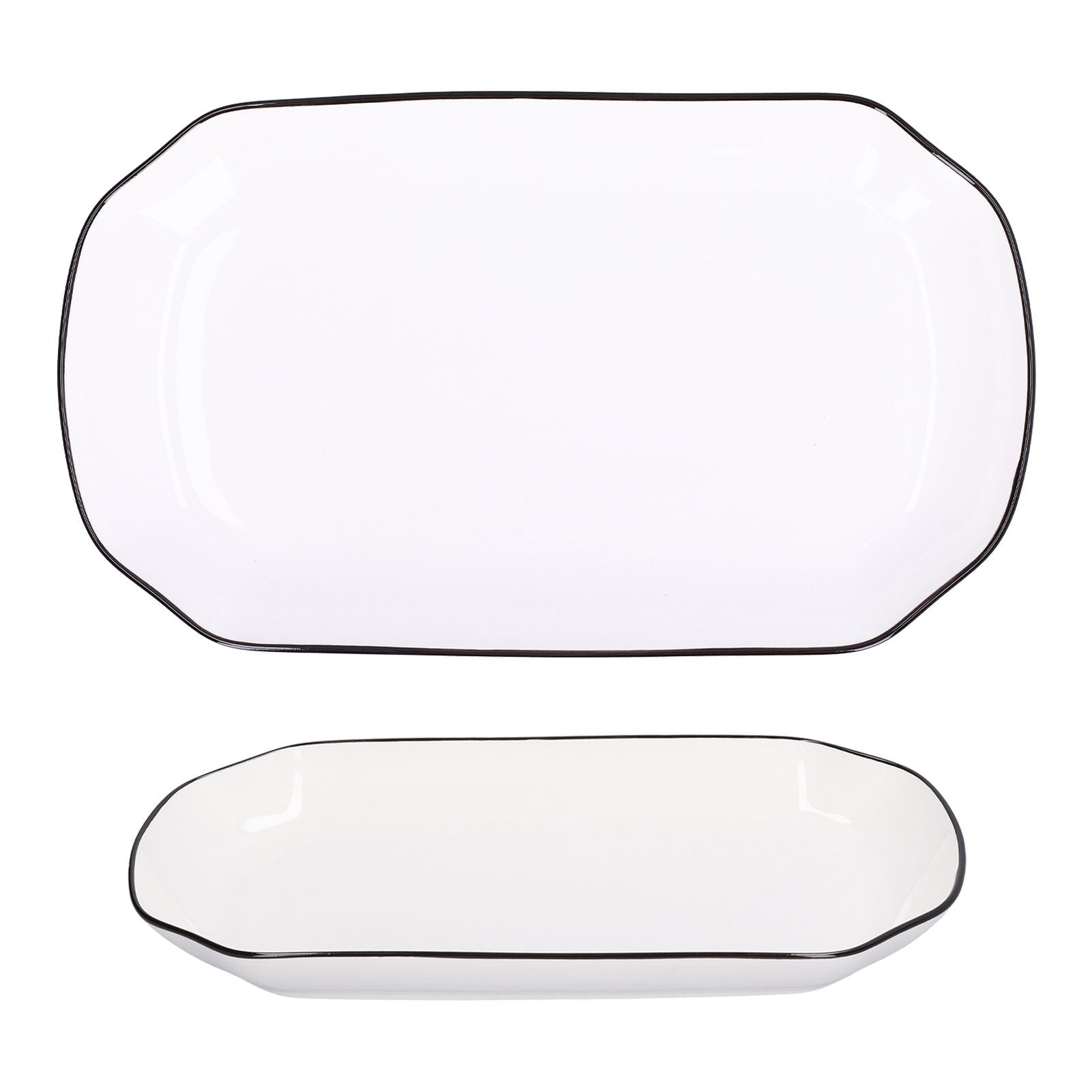 12in Dinner Plate Dish 550ml White Ceramic Noodle Soup Fish Plate Kitchen Tableware for Restaurant