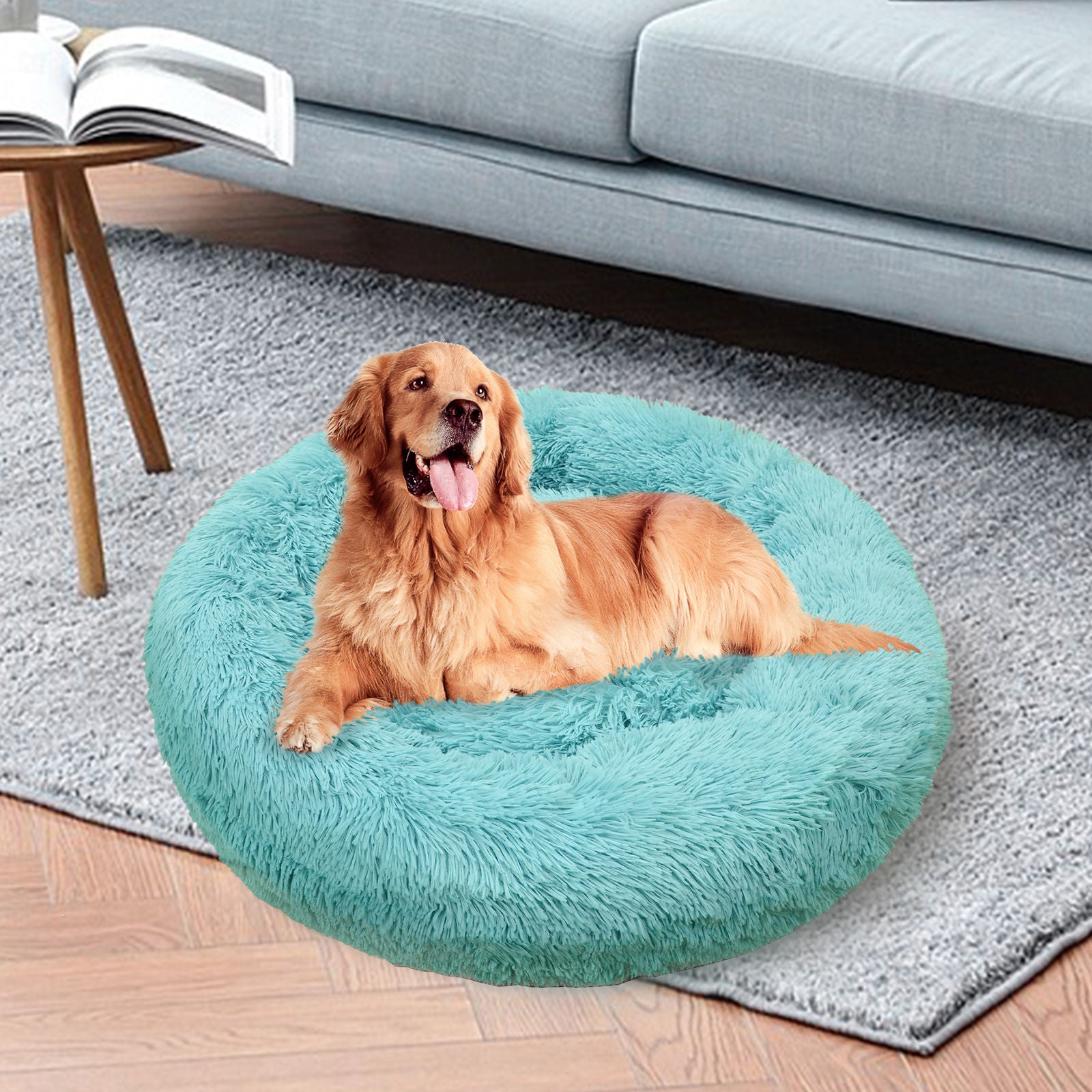 Pawfriends Pet Dog Bedding Warm Plush Round Comfortable Nest Comfy Sleep kennel Green 120cm