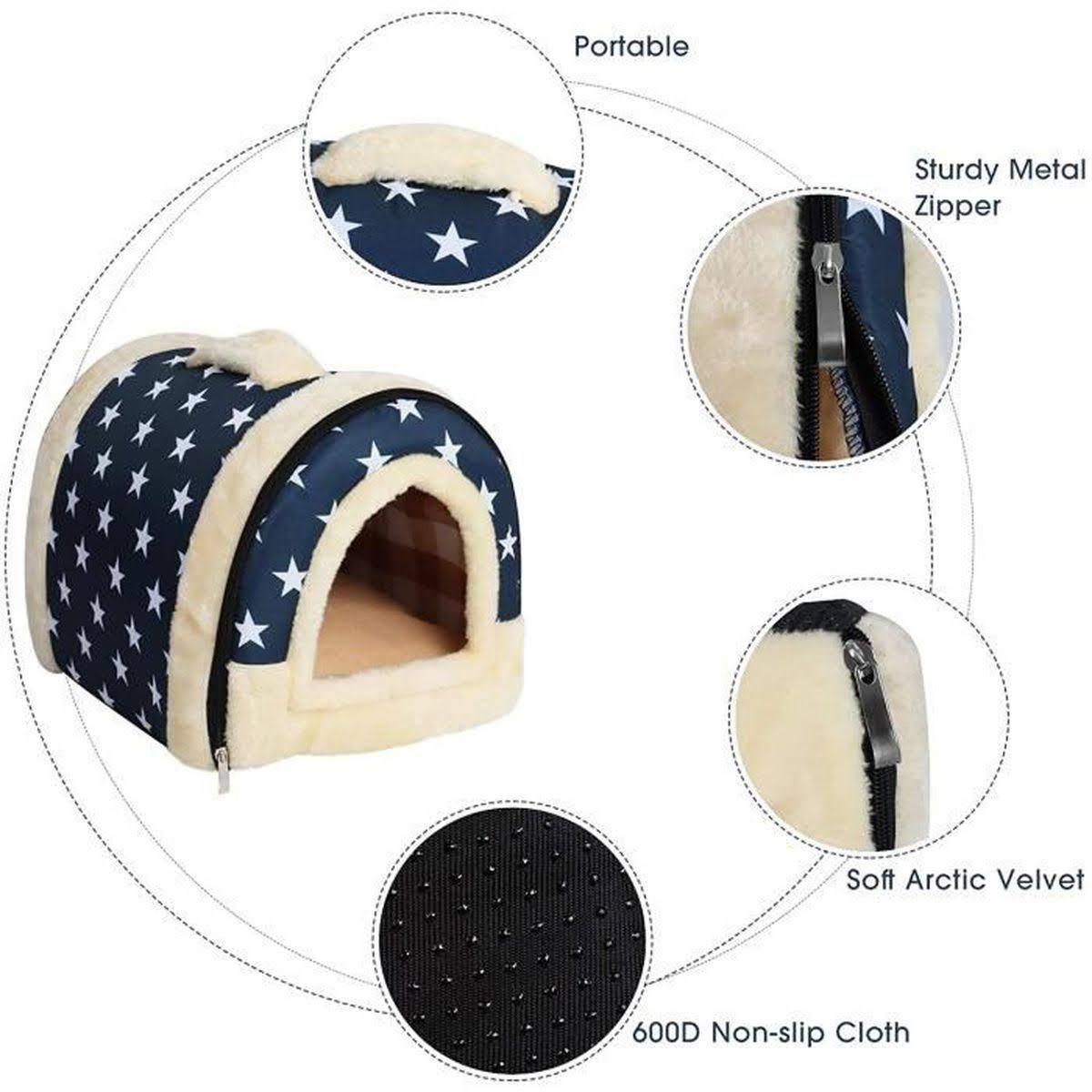 XL Size Pet House Kennel Soft Igloo Beds Cave Cat Puppy Bed Warm Cushion Fold - Brick