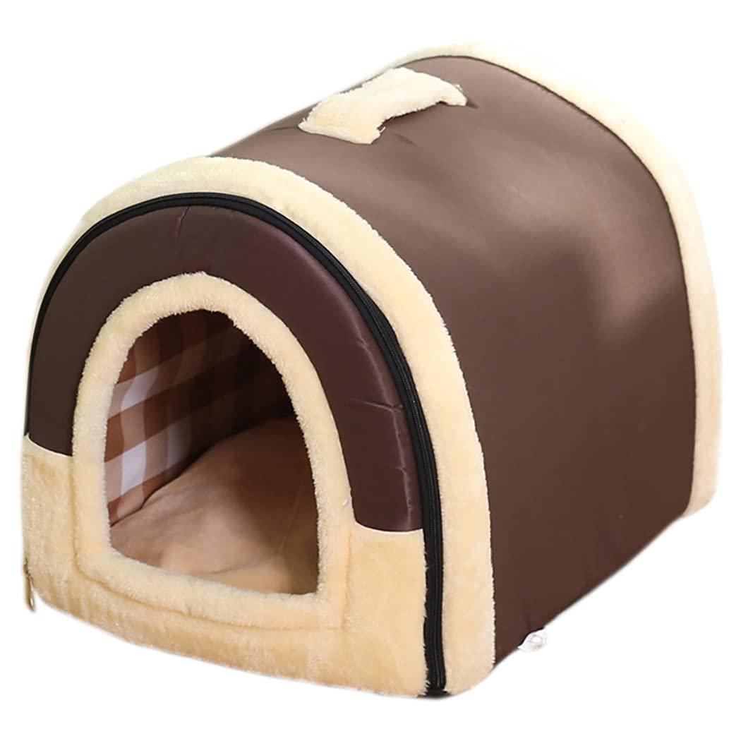 XL Size Pet House Kennel Soft Igloo Beds Cave Cat Puppy Bed Warm Cushion Fold - Brick