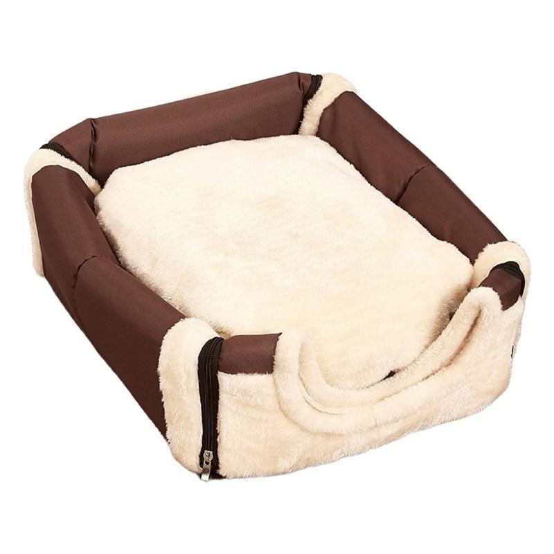 L Size Pet House Kennel Soft Igloo Beds Cave Cat Puppy Bed Warm Cushion Fold - Brown Dots