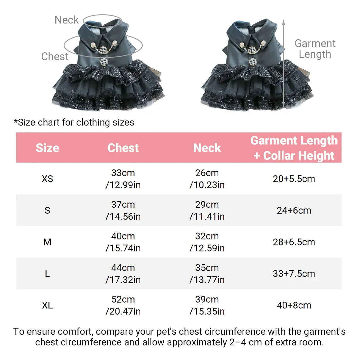 Autumn Winter Pet Dog Cat Dress Faux Leather Sequin Skirt Outfit for Small Dogs - XL