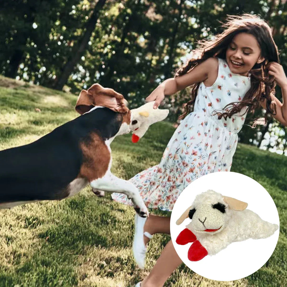 Lamb Shape Dog Toy Soft Plush Chew Toy for Puppy Small Dogs Squeaky Play Pet
