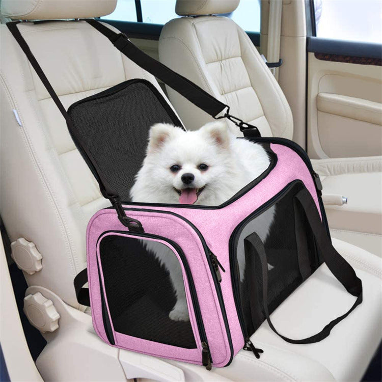 Pink Portable Pet Travel Carrier Bag - Foldable, Durable, and Comfortable for Small Dogs & Cats 40cmx25cmx25cm