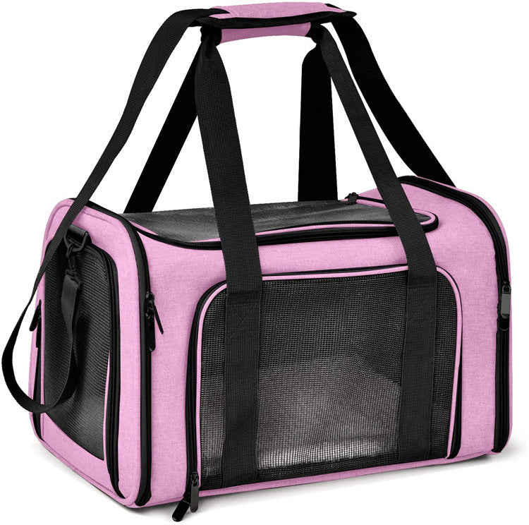 Pink Portable Pet Travel Carrier Bag - Foldable, Durable, and Comfortable for Small Dogs & Cats 40cmx25cmx25cm