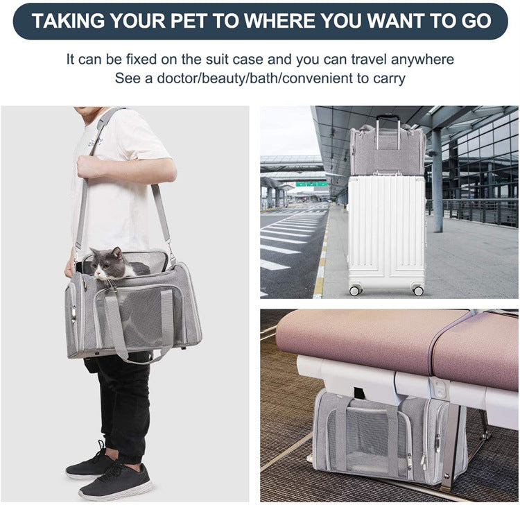 Pink Portable Pet Travel Carrier Bag - Foldable, Durable, and Comfortable for Small Dogs & Cats 45cmx30cmx30cm