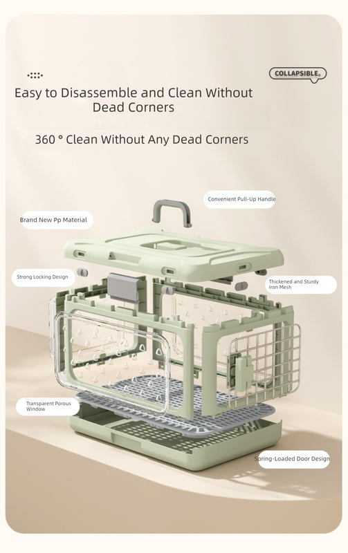 Blue Premium Foldable Pet Carrier Crate - Breathable Aviation Travel Box for Cats & Small Dogs up to 10kg - Portable Car & Flight Transport Case