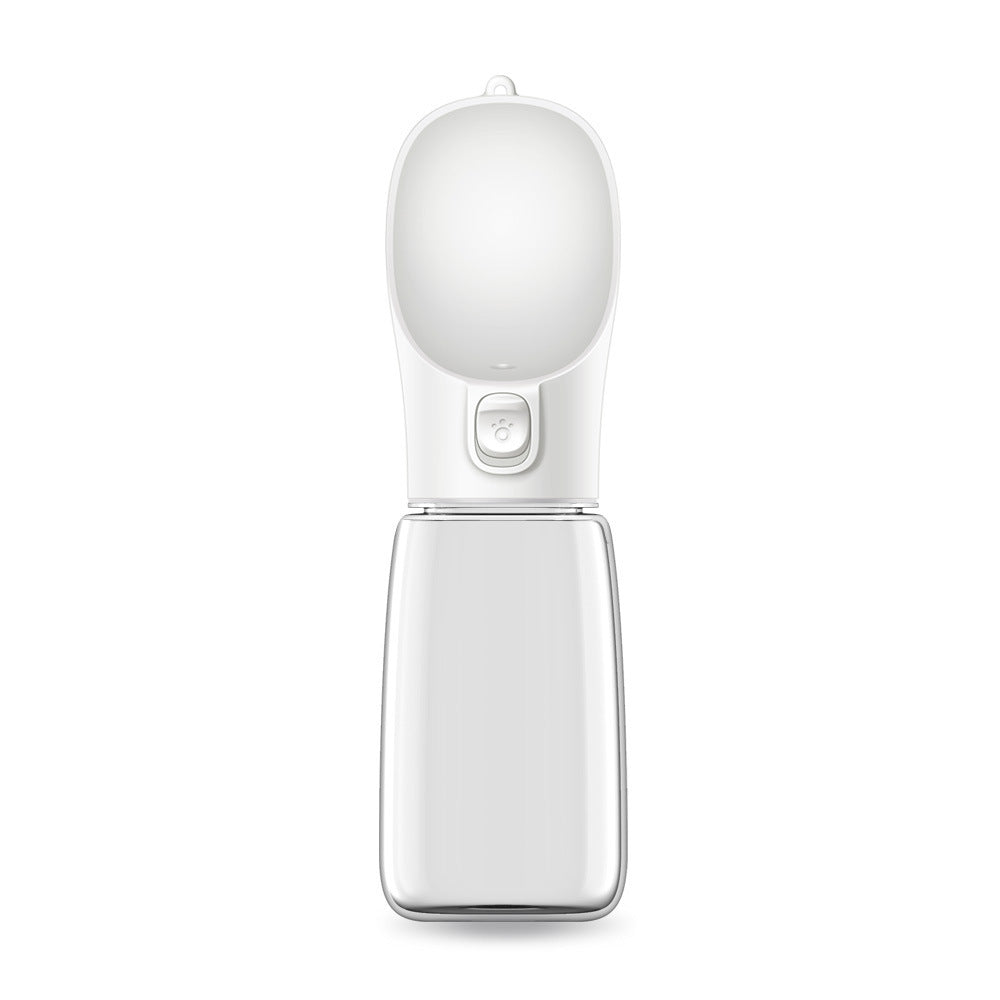 White Portable Dog Water Bottle and Drink Feeder - 550ml Pet Travel Water Cup for Walking, Hiking & Outdoor Use (High-Temperature Resistant)
