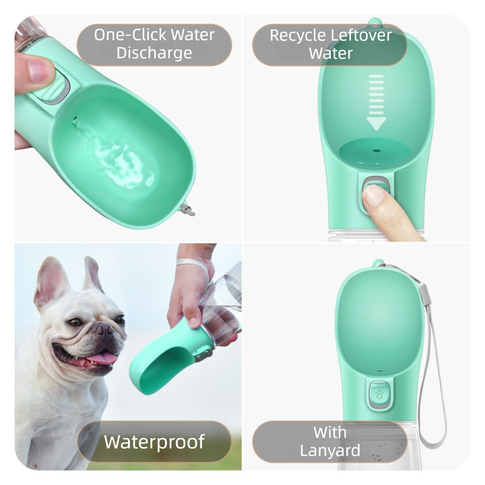 Pink Portable Dog Water Bottle and Drink Feeder - 550ml Pet Travel Water Cup for Walking, Hiking & Outdoor Use (High-Temperature Resistant)