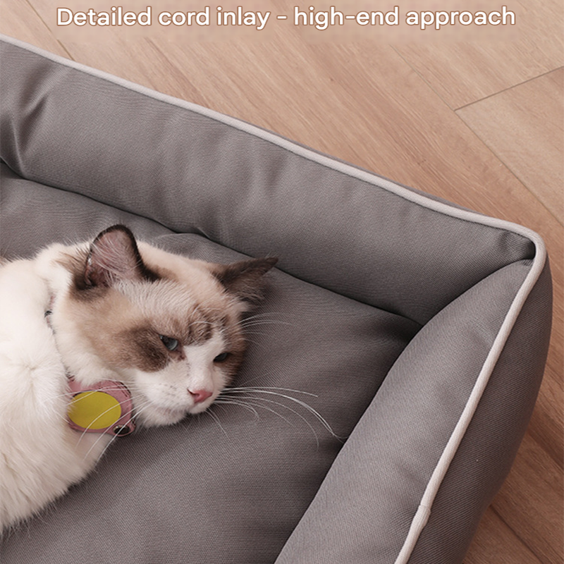 Green Rectangular Pet Bed with Removable Cooling Mat – Durable 600D Oxford Fabric Dog & Cat Bed, High-Rebound PP Cotton Filling, Non-Slip Base, for Medium to Large Breeds, Includes Free Cooling Pad(Size:L)