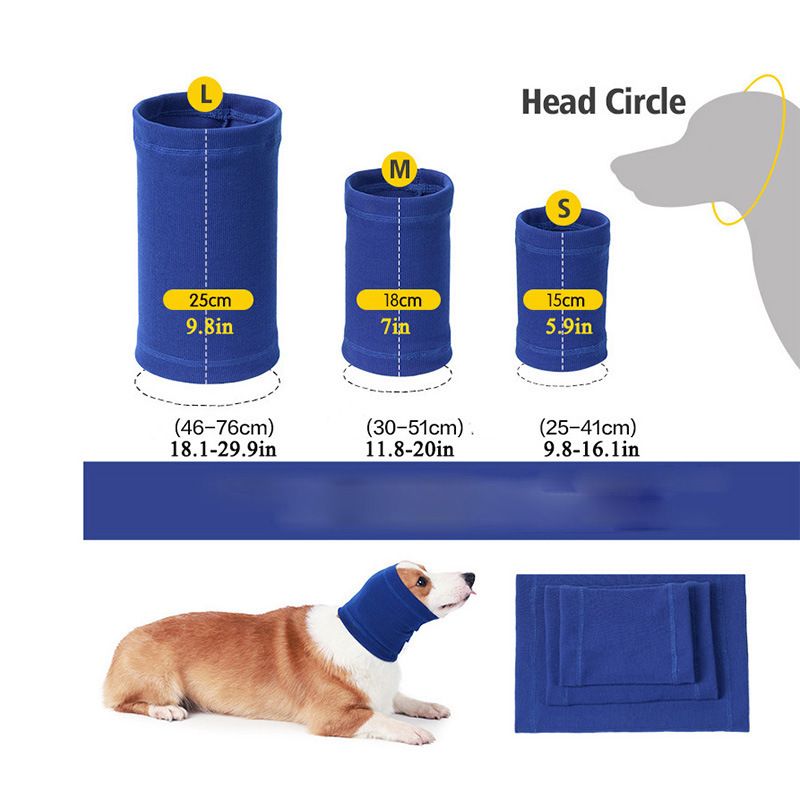 3-Pack Blue Instant Calming Dog Warm Hoods and Ear Covers (S Size) - Anxiety Relief Noise Reduction & Grooming Support, Breathable Full-Head Protection