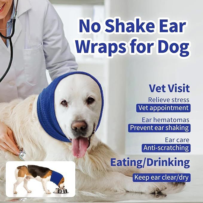 3-Pack(S/M/L Size) Blue Instant Calming Dog Warm Hoods and Ear Covers - Anxiety Relief Noise Reduction & Grooming Support, Breathable Full-Head Protection