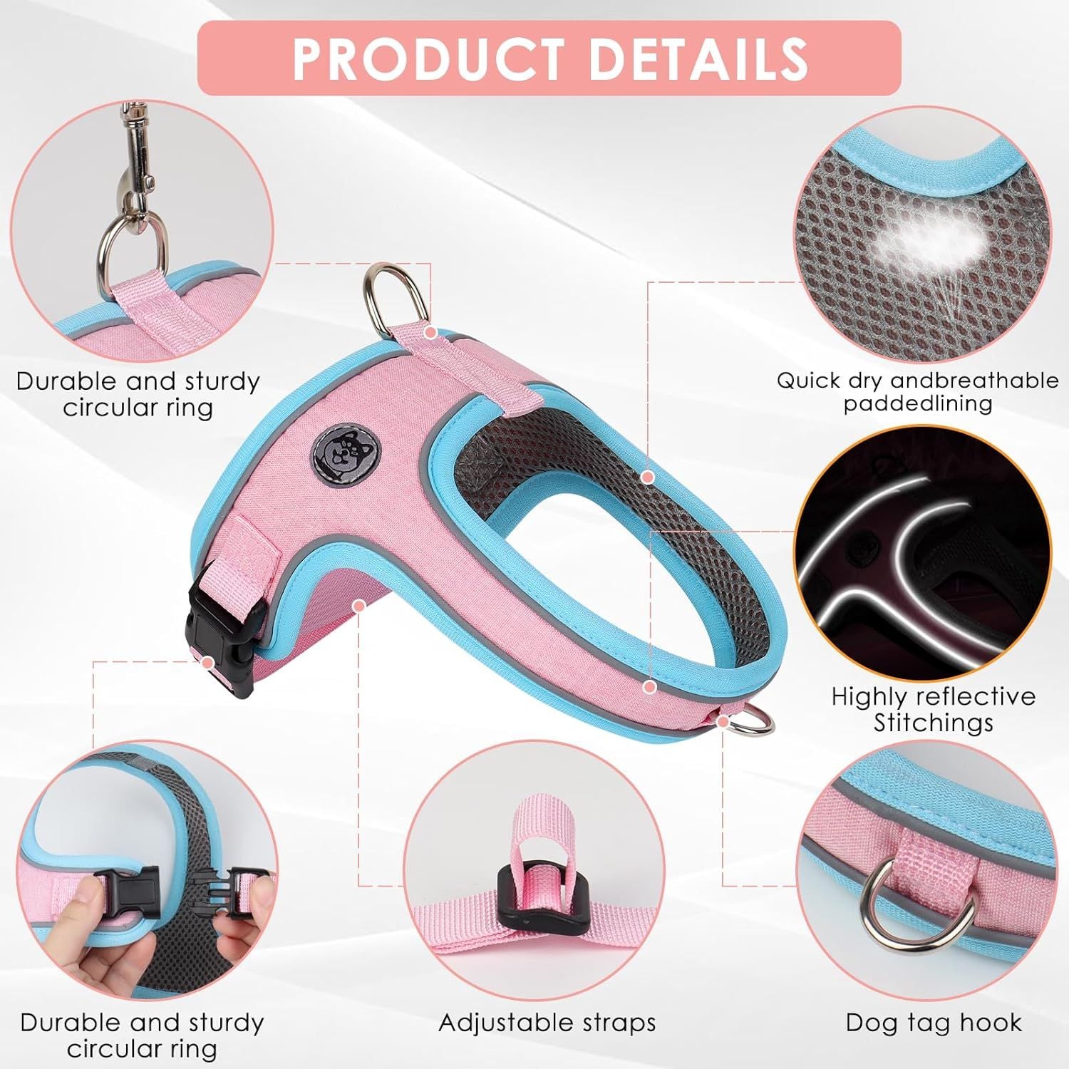 XS Size Black Waterproof Reflective Saddle-Style Dog Harness & 1.5M Leash Set - Breathable Anti-Choke Escape-Proof Step-In Walking Gear