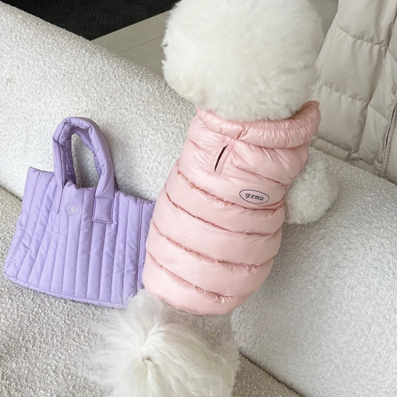 Blue M size Dog Winter Coat Quilted Puffer Jacket - Warm Cotton Padded Vest for Small Dogs, High Collar Pet Clothes for Chihuahua Yorkie Poodle Bichon Schnauzer, Lightweight Cold Weather Dog Apparel with Elastic Cuffs