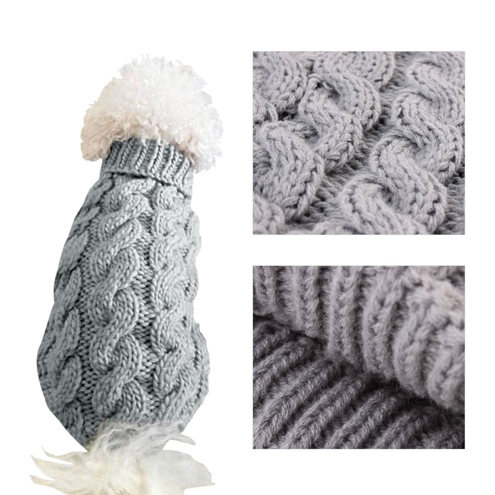 Red M size Cosy Cable Knit Dog Jumper -  Warm Winter Pet Clothing, Soft High Neck Design, Small to Medium Dogs, Easy Wear Pullover Style, Ideal for Chilly Evenings and Outdoor Walks