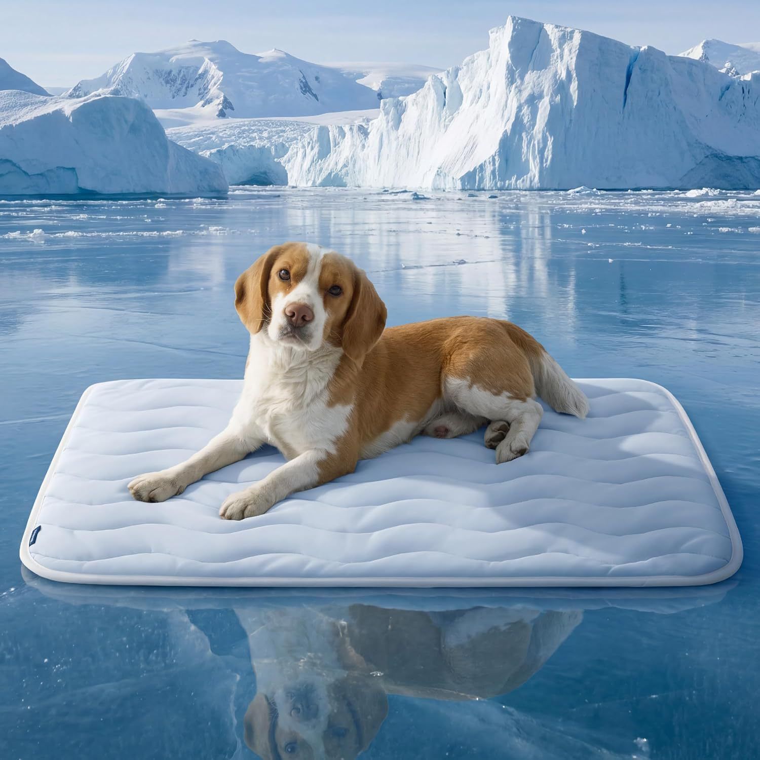 91 x 58 CM Blue Premium Wave Quiltied Pet Cooling Mat - Washable Self-Cooling Blanket with Anti-Stick Hair Surface & Non-Slip Base for Cats Dogs and Human Versatile Use