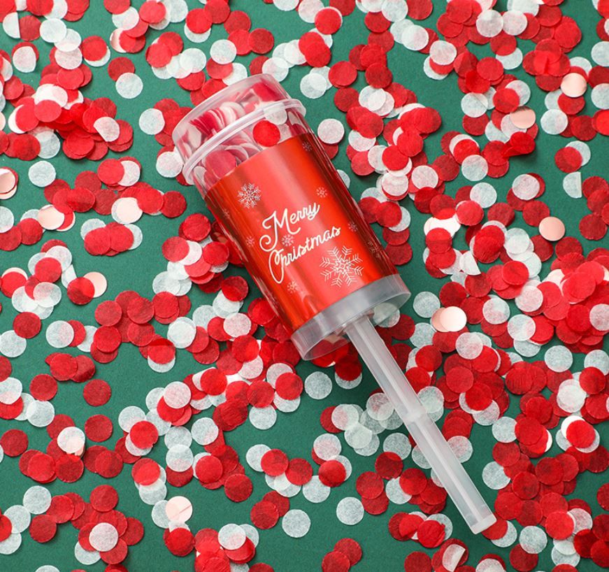 6PCS Christmas Push Pop Confetti Cannon Set, Reusable Hand Push Party Popper for Christmas Eve, Holiday Celebrations and Festive Events