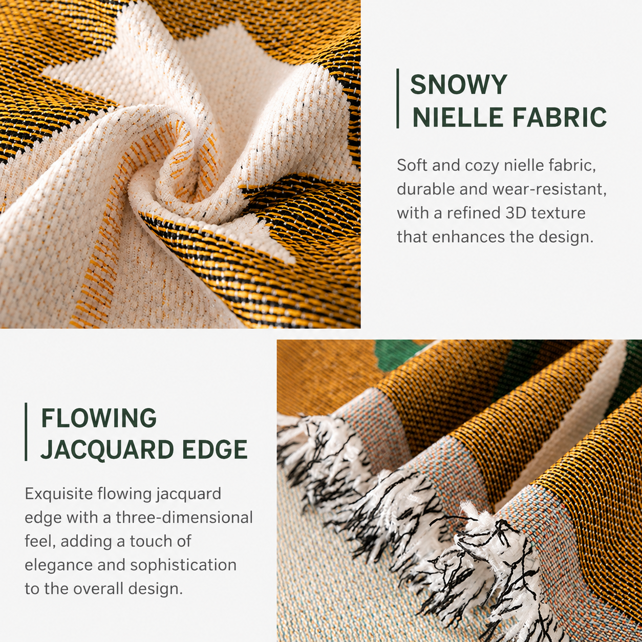 180 x 340 CM Christmas Jacquard Chenille Sofa Cover Throw Blanket with Tassel Fringe (Style 2), Elegant Festive Couch Protector Slipcover for Holiday Home Decor and Multi-Purpose Use