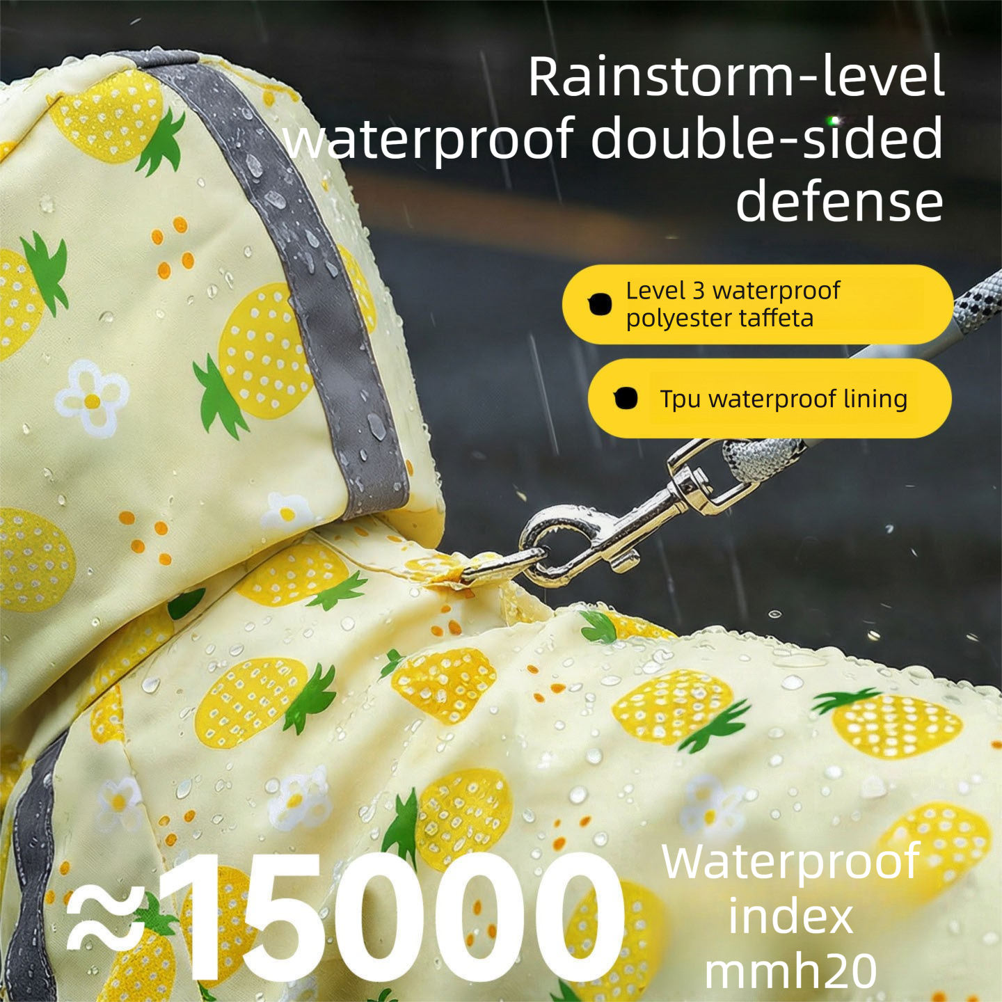 3-piece Dog Rainy Day Care Set with  Yellow S size Waterproof Raincoat, 30x30cm Paw Towel and 70x140cm Pet Bath Towel, Quick-Dry Pet Rain Protection Kit for Small and Medium Dogs