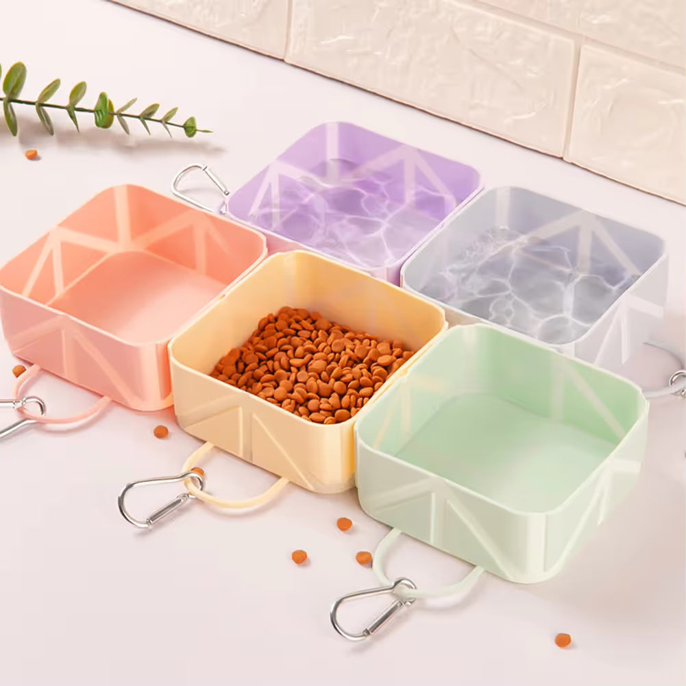2-Pack Pink Portable Silicone Pet Travel Bowl - Foldable Outdoor Water & Food Dish for Dogs & Cats - Eco-Friendly, Lightweight & Durable with Aluminum Carabiner for Walking, Hiking & Camping