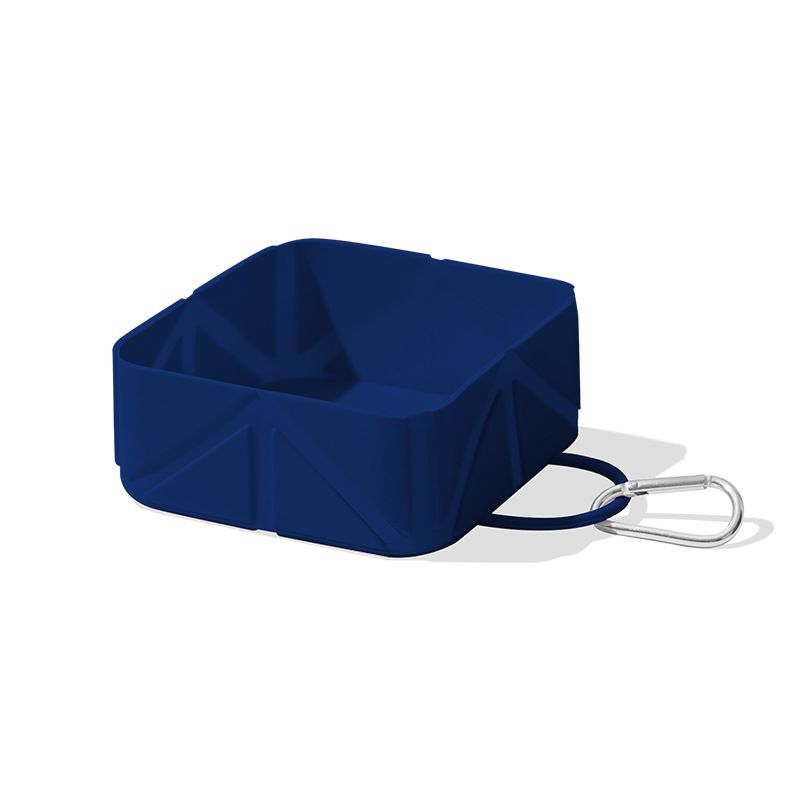 2-Pack Blue Portable Silicone Pet Travel Bowl - Foldable Outdoor Water & Food Dish for Dogs & Cats - Eco-Friendly, Lightweight & Durable with Aluminum Carabiner for Walking, Hiking & Camping