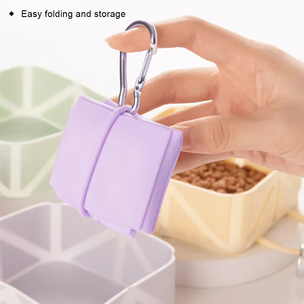 2-Pack Blue Portable Silicone Pet Travel Bowl - Foldable Outdoor Water & Food Dish for Dogs & Cats - Eco-Friendly, Lightweight & Durable with Aluminum Carabiner for Walking, Hiking & Camping