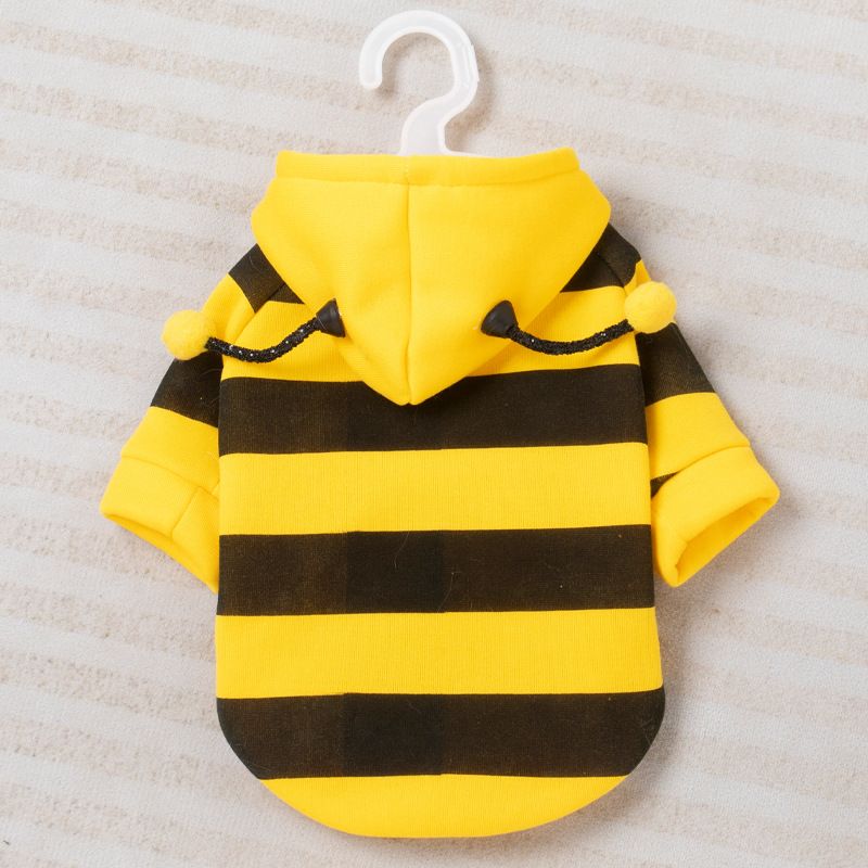 Size XL Bee Fleece Hoodie Jumper for Small Dogs & Cats with 5 Hair Clips - Winter Warm Pet Apparel Australia