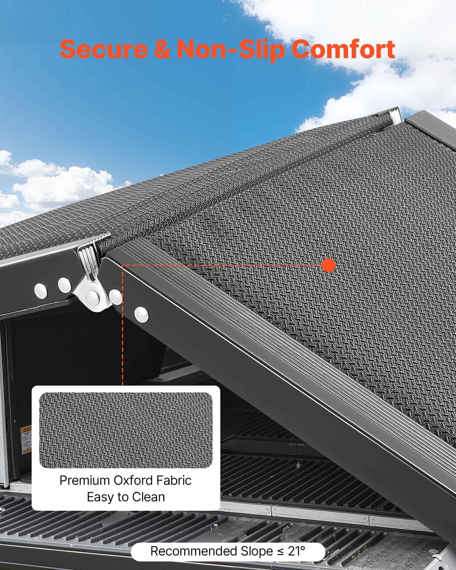 Dog Ramp for Cars, 1600 × 432 mm, Folding Pet Ramps for Medium & Large Dogs up to 113 kg, Pet Stair Ramp with Non-Slip Oxford Fabric Surface, Portable Outdoor Dog Car Ramps for SUV & Truck