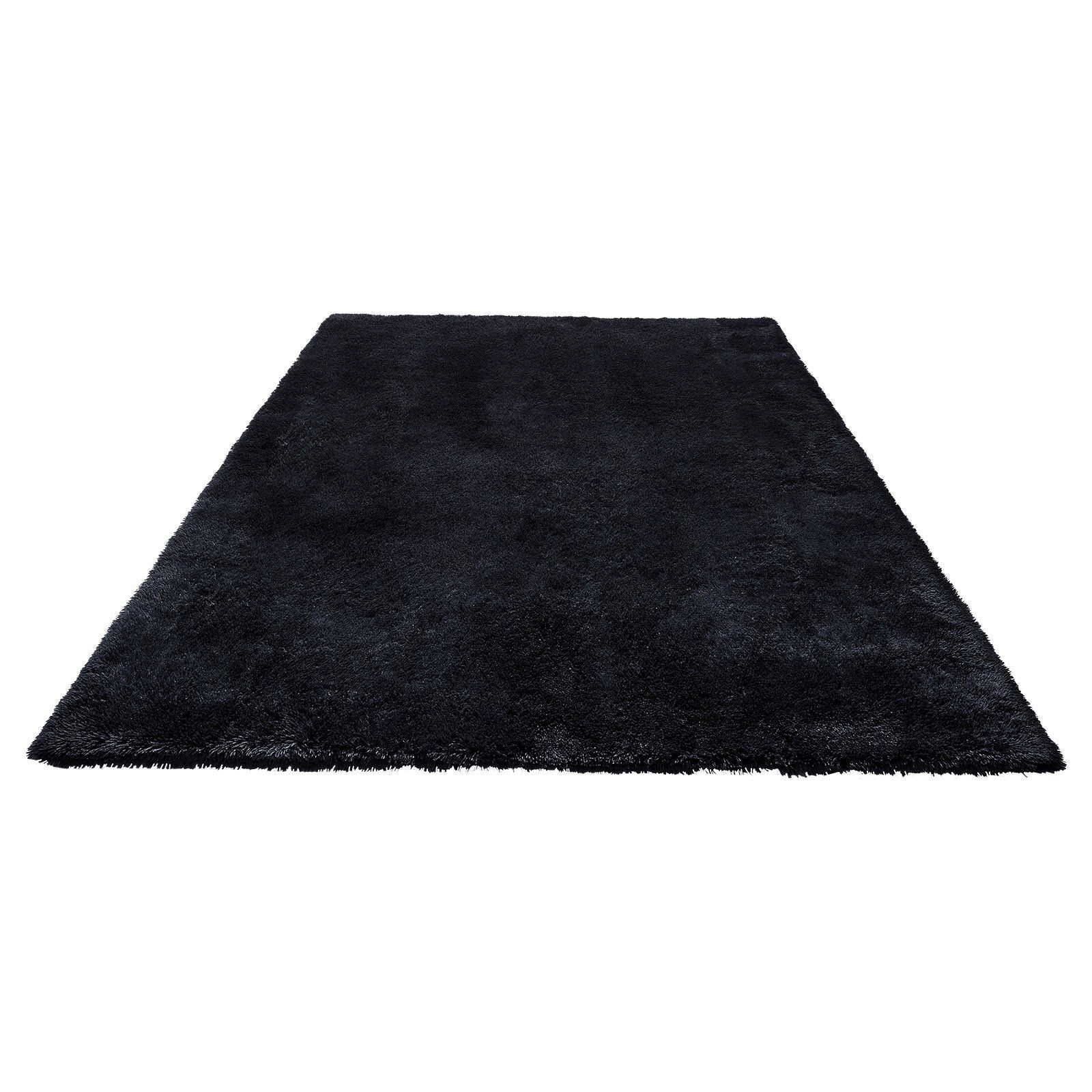 Indoor Plush Area Rugs, 2.44 x 3.05m Soft Plush Carpet, Furry Shag Area Rugs for Living Room, Bedroom, Sunroom, Modern Home Decor Aesthetic, Non-Shedding, Non-Woven, Slip-Resistant, Black