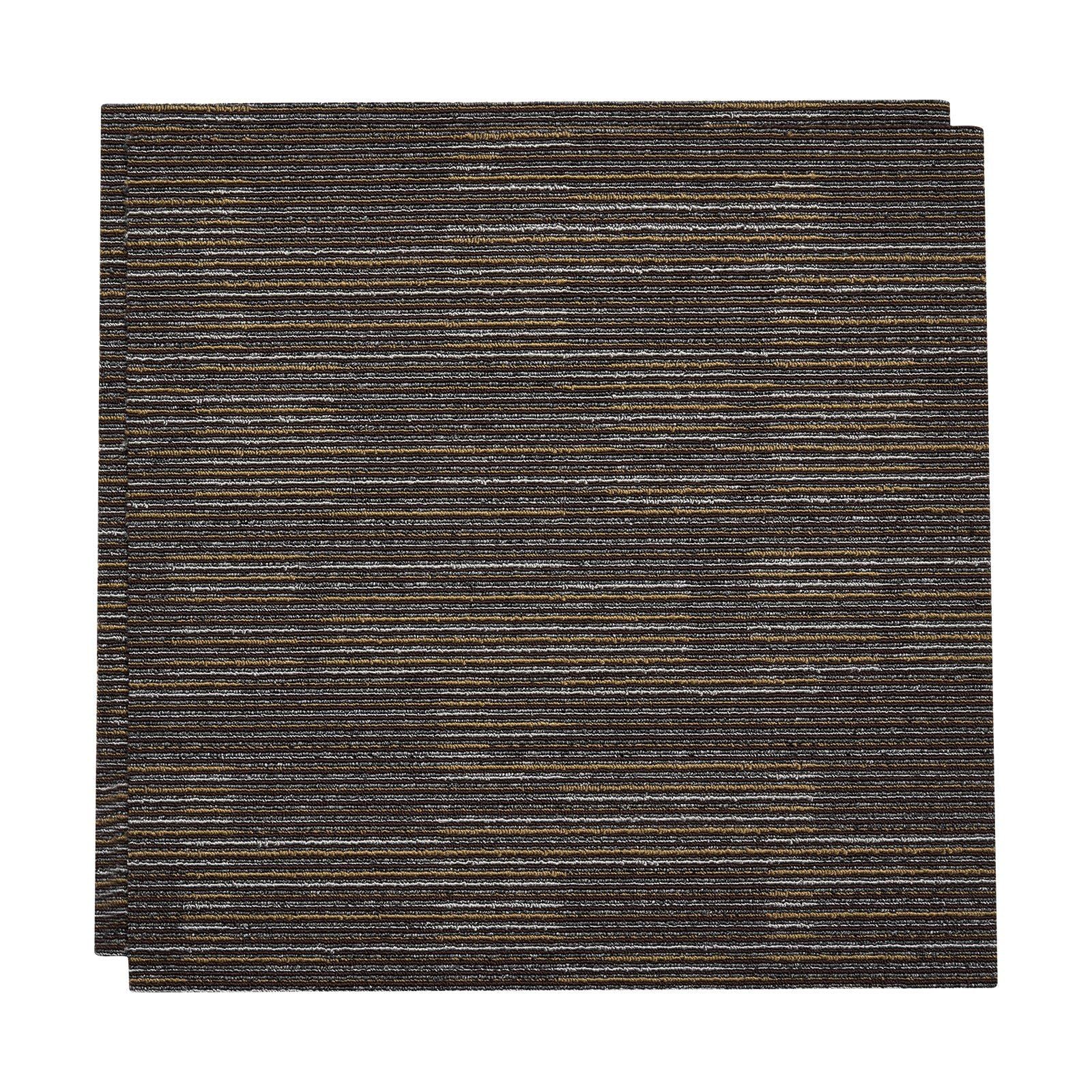 Carpet Tiles Reusable 610x610 mm, 24 PCS Modular Carpet Square Rug, Commercial Floor Soft Padded for Seamless Cover 8.9㎡, Easy DIY Replacement for Living Room Bedroom Indoor, Gray & Brown